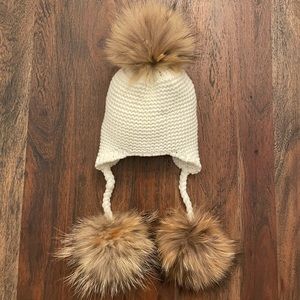 New Winter beanie/hat/toque 1-6 year old fur pompoms